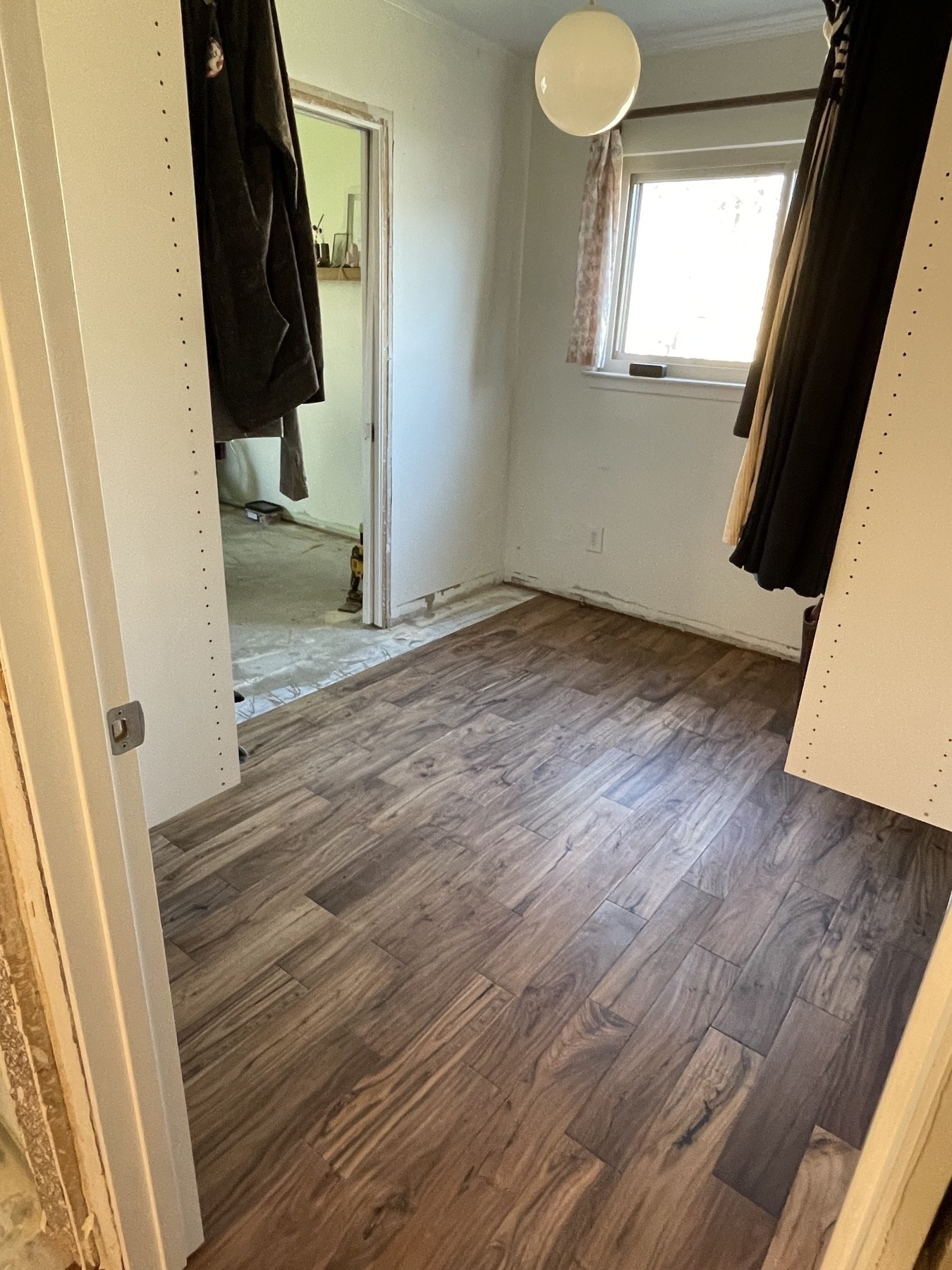 Bedroom walk-in closet flooring installed